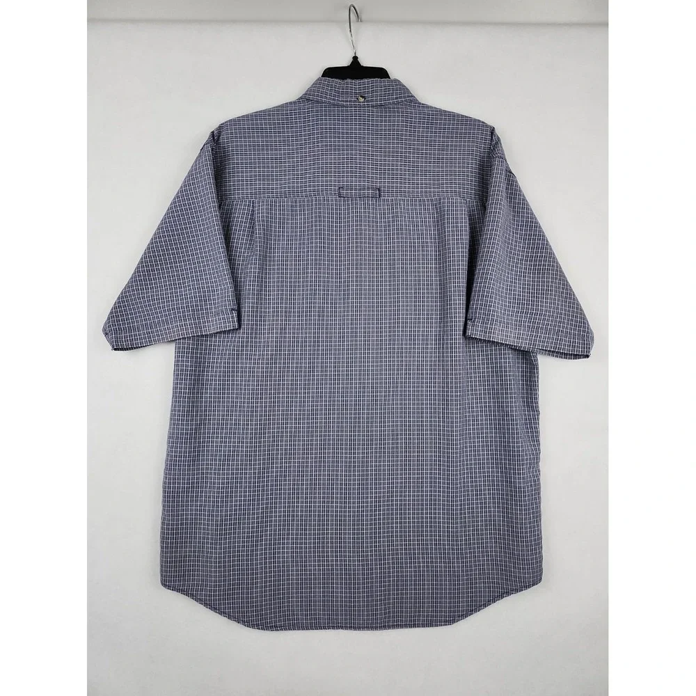 North Face Button-up Shirt Mens M Blue Plaid Short Sleeve Outdoor Casual Pocket